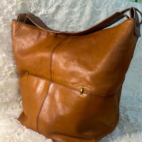 KOOBA  Large Brown Leather Tote bag with wide woven strap handle - Picture 2 of 16